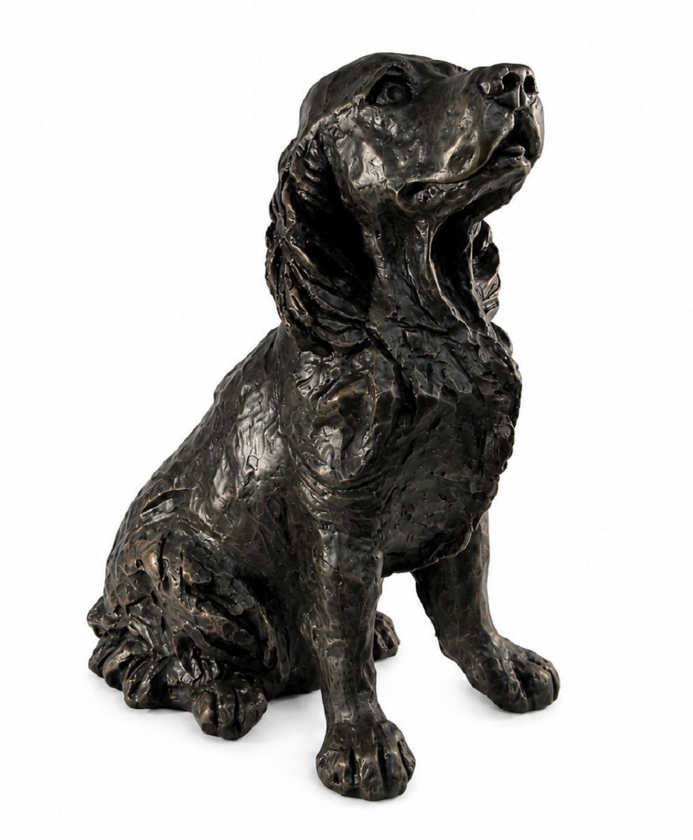 Spaniel Figurine Urn Black Resin Finish