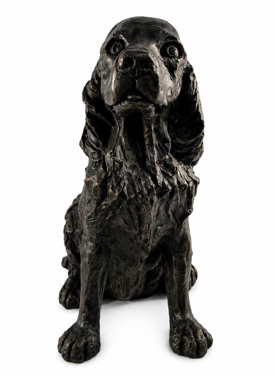 Spaniel Figurine Urn Black Resin Finish