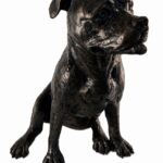 Staffordshire Bull Terrier Figurine Urn Black Resin Finish