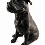 Staffordshire Bull Terrier Figurine Urn Black Resin Finish