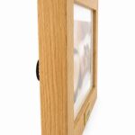 Tribute Frame Oak Wood 1 photo mount left side view with engraving of pet name Infinity Pet Crematorium