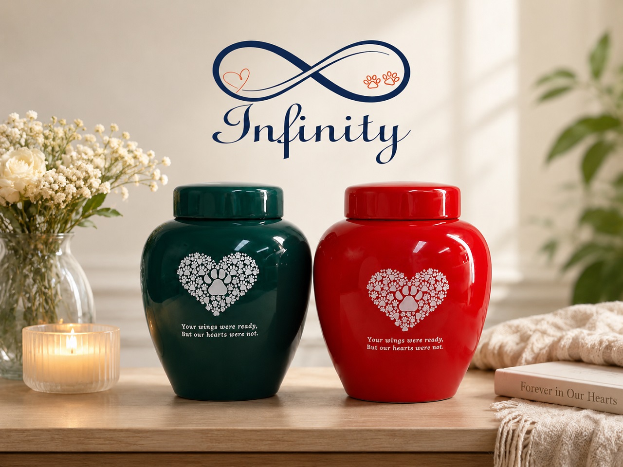 Your Wings Were Ready Pet Urn Ceramic Style Finish Lifestyle 2 Infinity Pet Crematorium