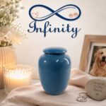 Blue Pet Urn Ceramic Style Finish Infinity Pet Crematorium