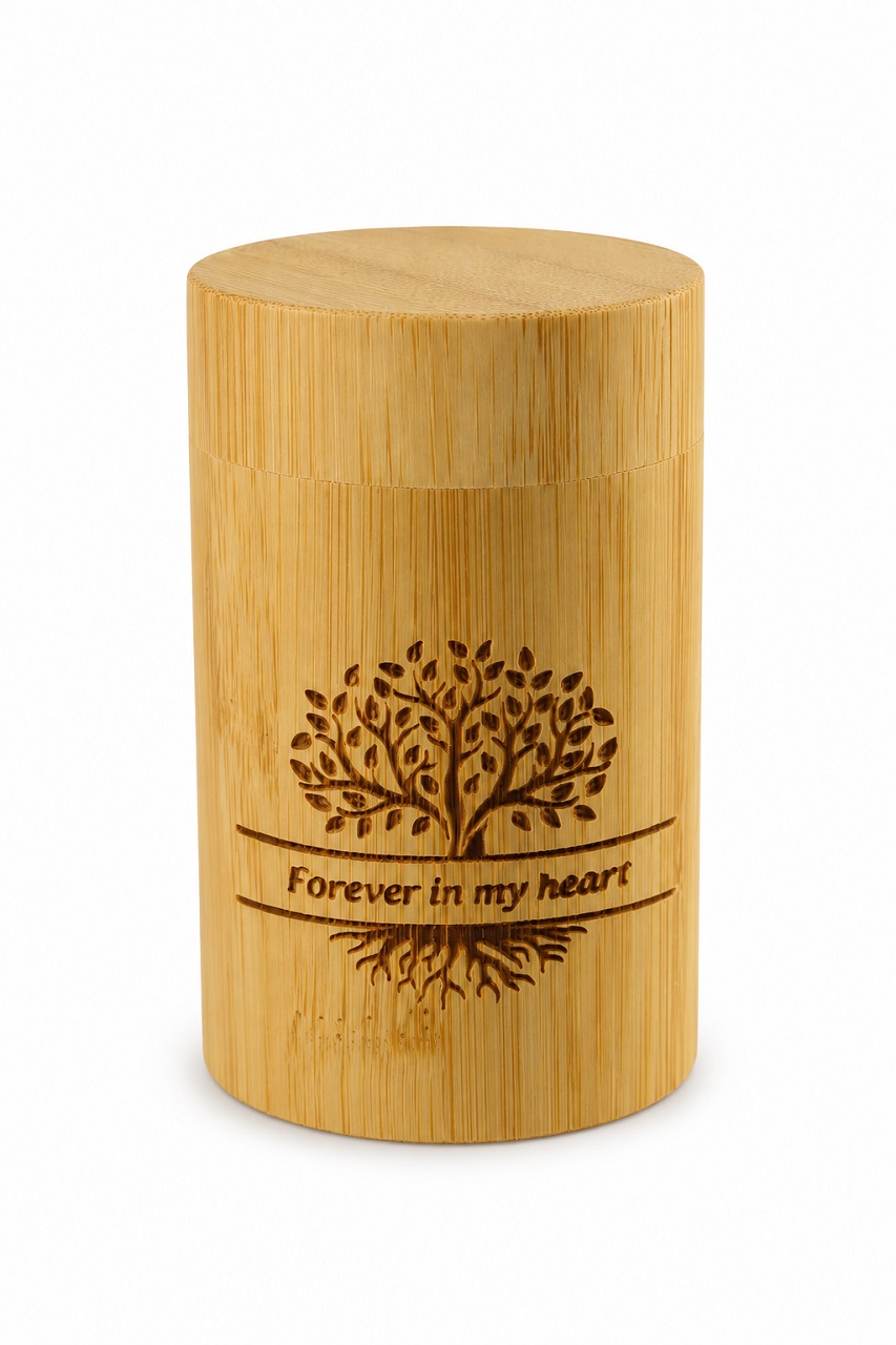 Forever In My Heart Bamboo Cylinder Casket