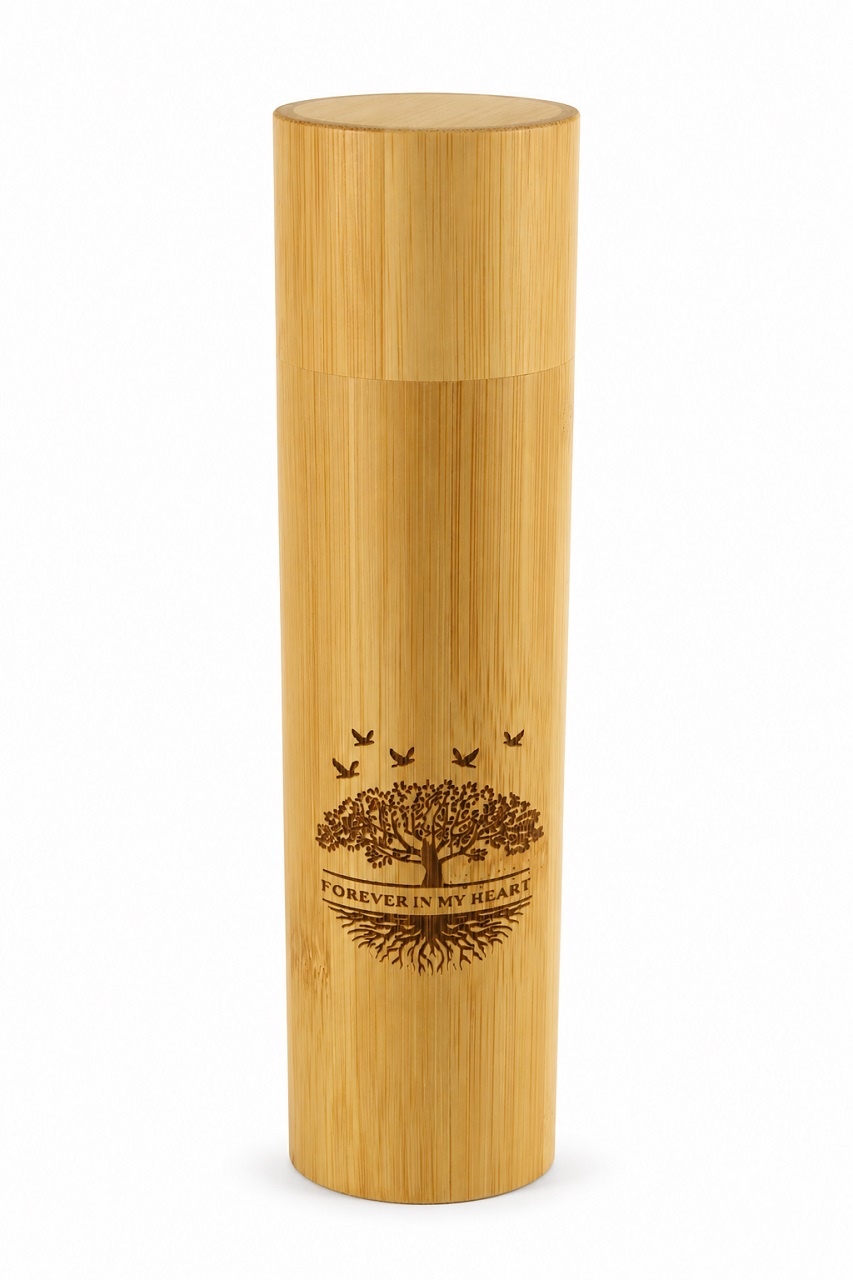 Forever In My Heart Bamboo Cylinder Casket