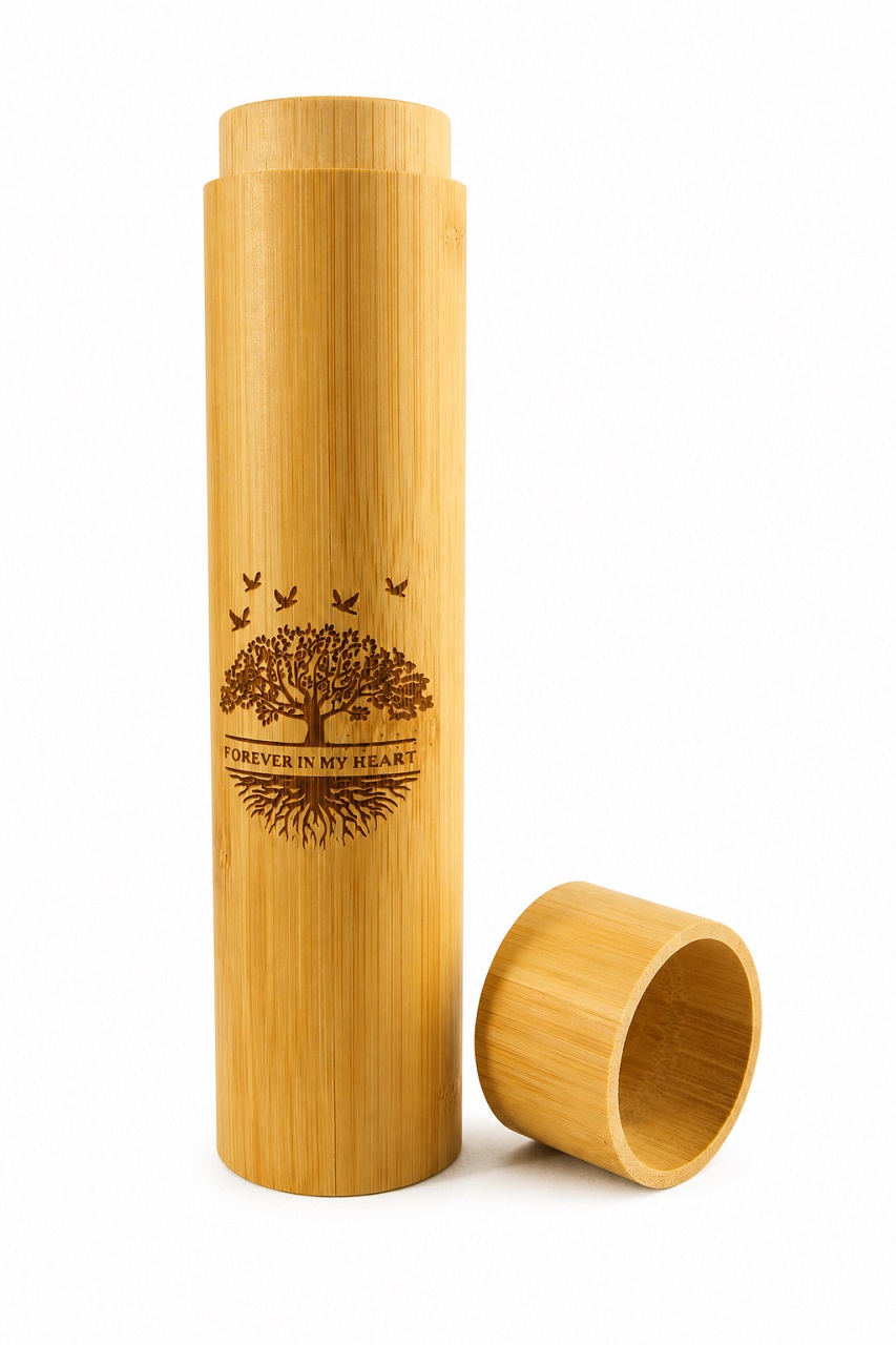 Forever In My Heart Bamboo Cylinder Casket