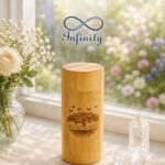 Forever In My Heart Bamboo Cylinder Pet Ashes Casket Infinity Pet Crematorium