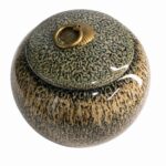 Green Cream Speckled Pet Urn Ceramic Style Finish