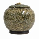 Green Cream Speckled Pet Urn Ceramic Style Finish