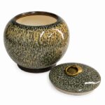 Green Cream Speckled Pet Urn Ceramic Style Finish