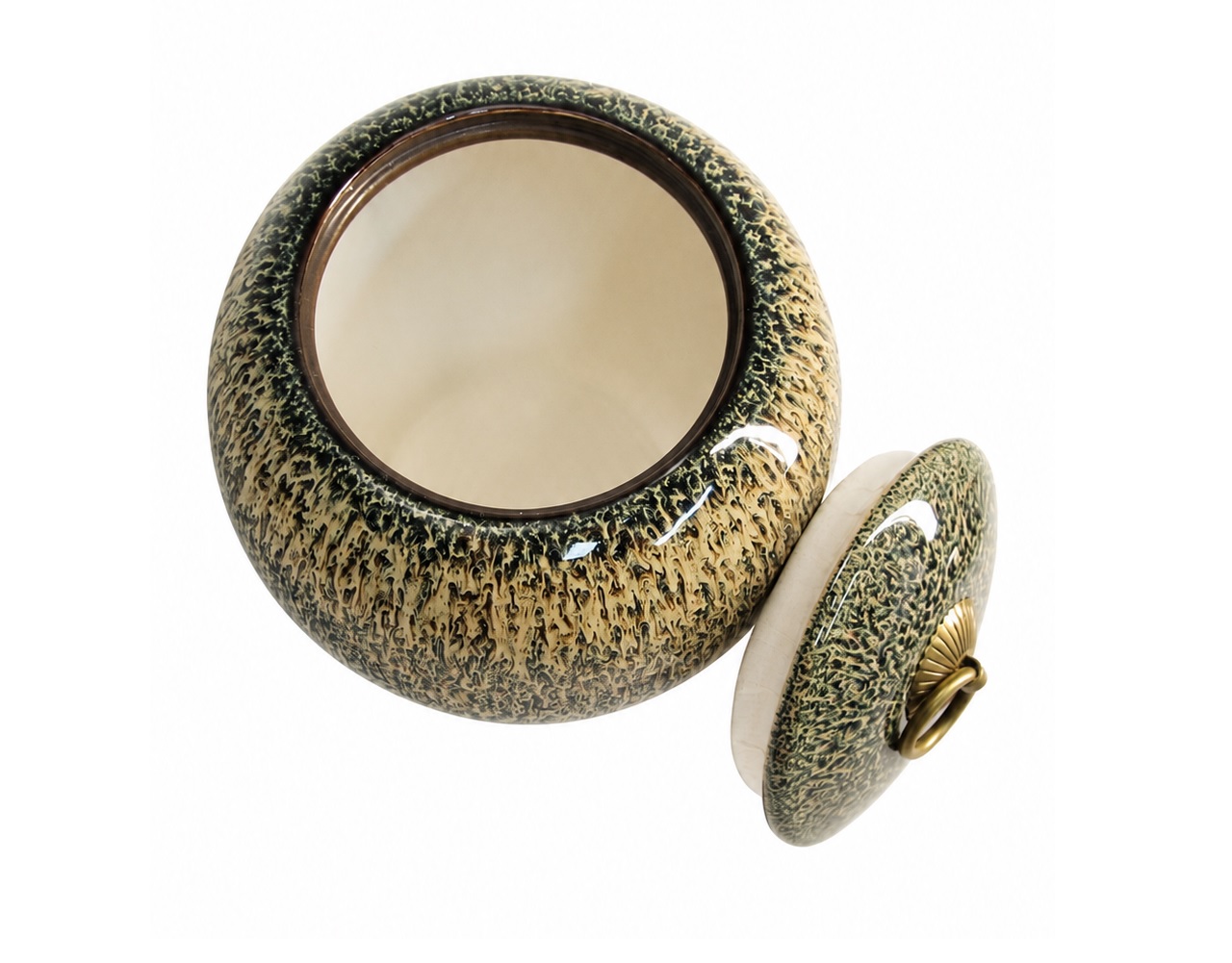 Green Cream Speckled Pet Urn Ceramic Style Finish