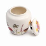 White Floral Butterfly Pet Urn Ceramic Style Finish