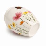 White Floral Butterfly Pet Urn Ceramic Style Finish