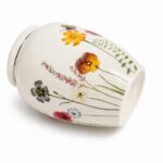 White Floral Butterfly Pet Urn Ceramic Style Finish