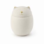 White Gold Cat Face Urn Ceramic Style Finish
