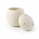 White Gold Cat Dog Face Urn Ceramic Style Finish