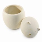 White Gold Cat Dog Face Urn Ceramic Style Finish