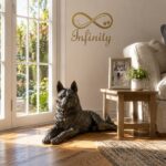 Husky Dog Figurine Pet Ashes Urn Black Bronze Resin Finish Infinity Pet Crematorium