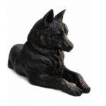 Husky Dog Figurine Urn Black Bronze Resin Finish