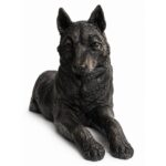 Husky Dog Figurine Urn Black Bronze Resin Finish