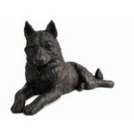 Husky Dog Figurine Urn Black Bronze Resin Finish