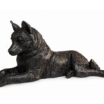 Husky Dog Figurine Urn Black Bronze Resin Finish