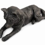 Husky Dog Figurine Urn Black Bronze Resin Finish