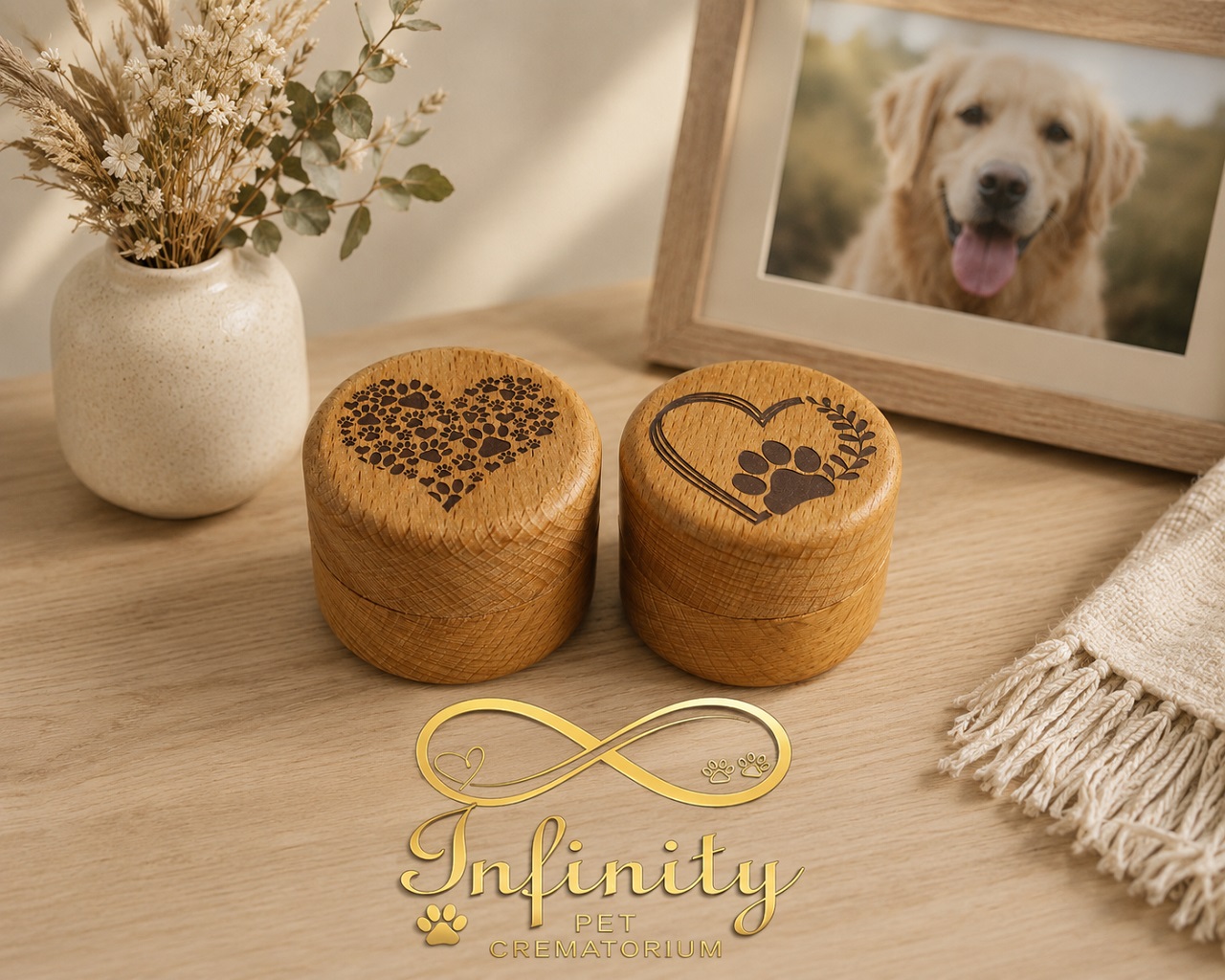 Paw Print Pet Memorial Keepsake Pots Infinity Pet Crematorium