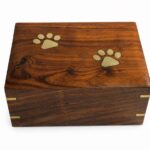Paw Print Wood Ashes Casket