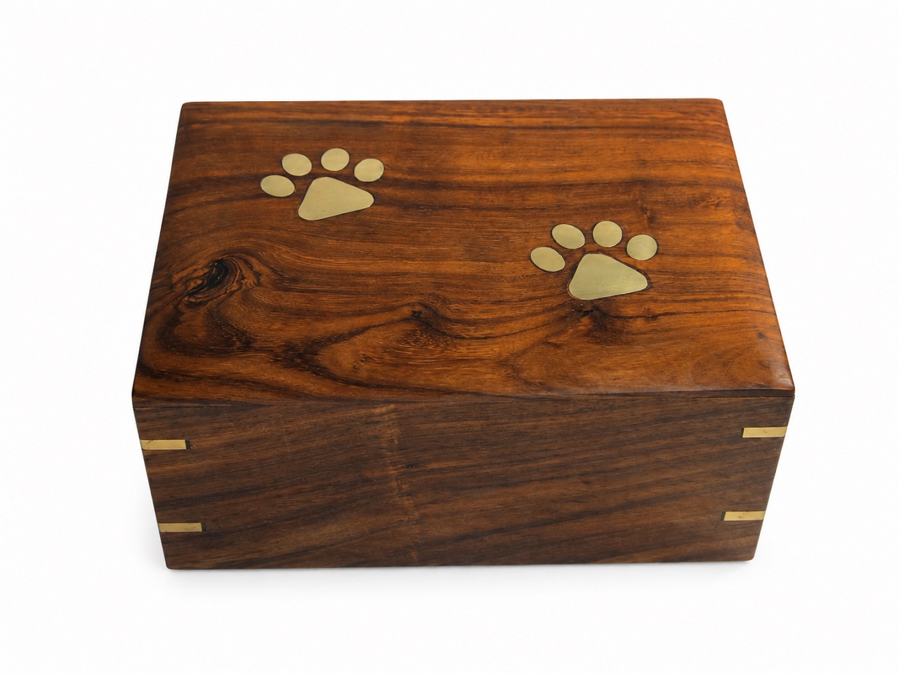 Paw Print Wood Ashes Casket