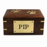 Paw Print Wood Ashes Casket