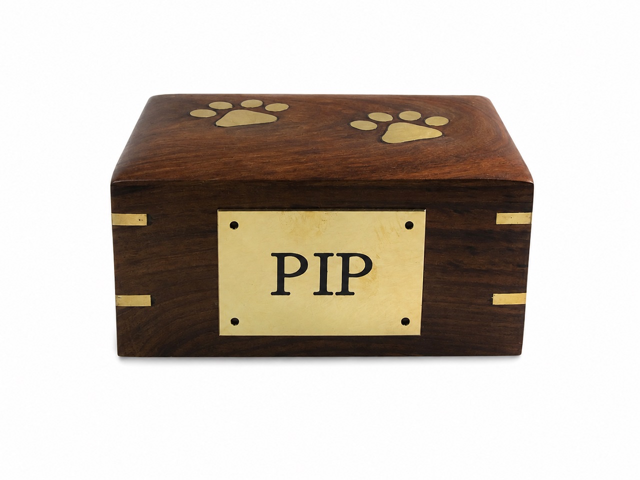 Paw Print Wood Ashes Casket