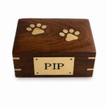 Paw Print Wood Ashes Casket