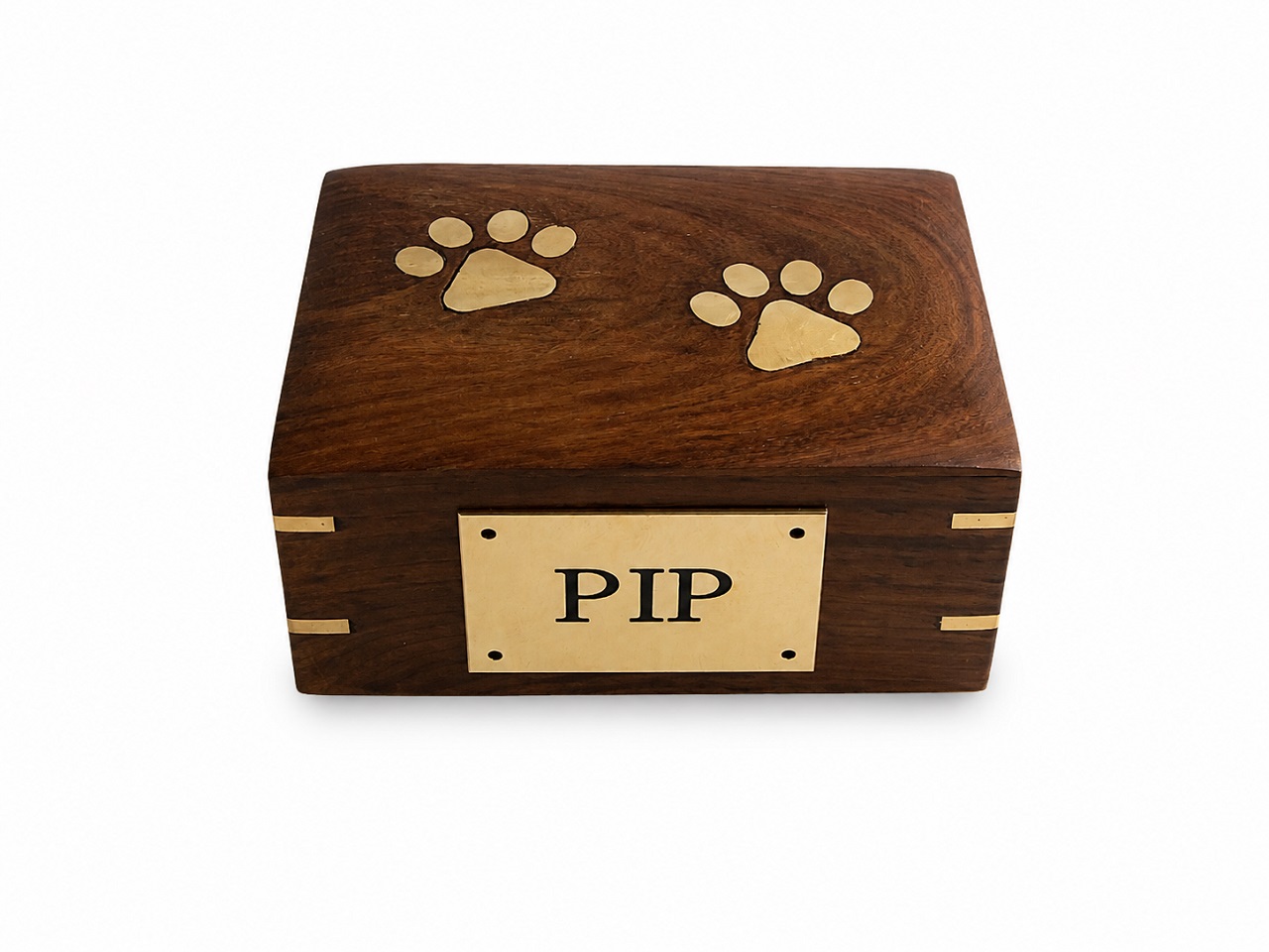Paw Print Wood Ashes Casket