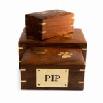 Paw Print Wood Ashes Casket