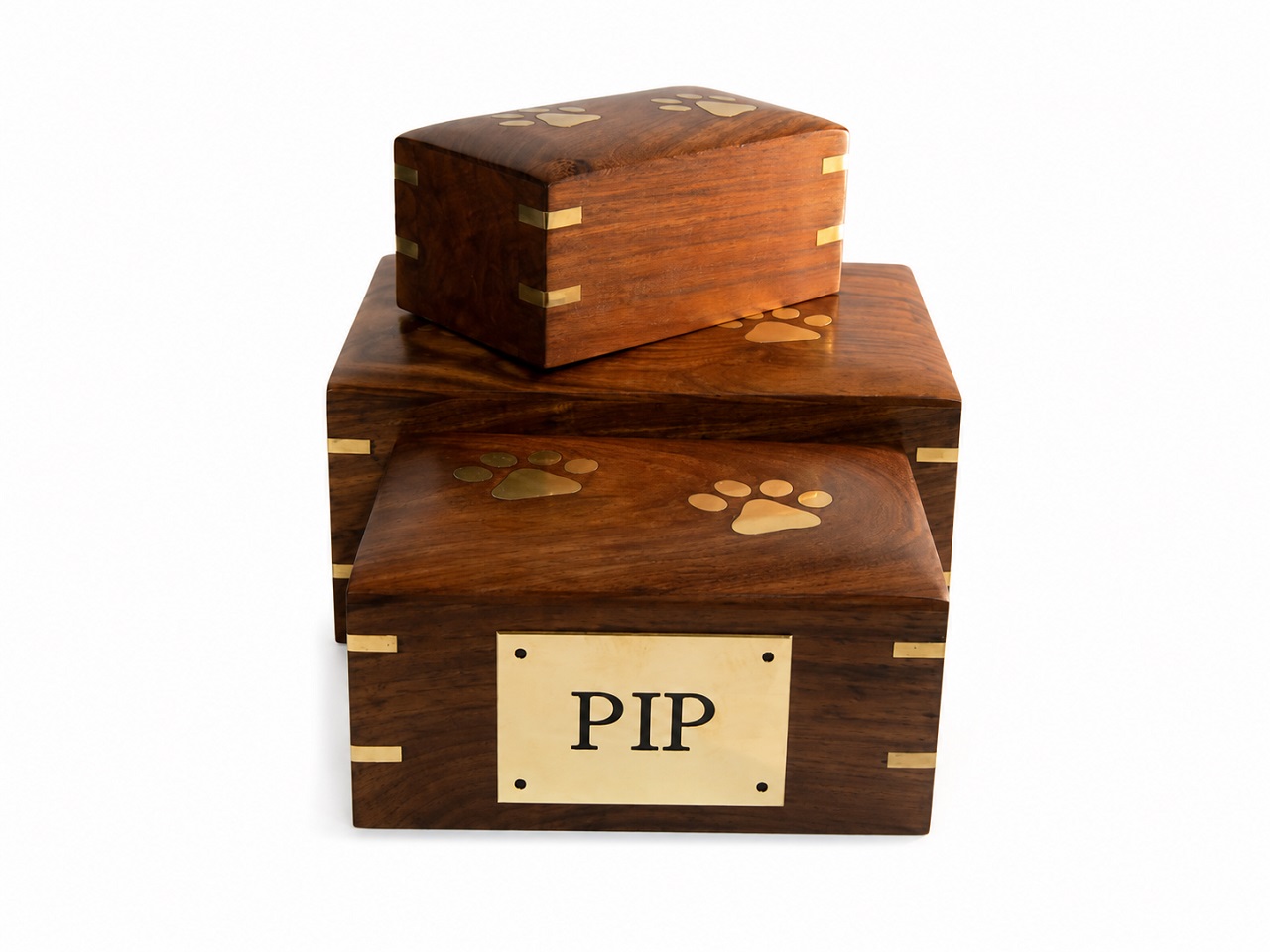 Paw Print Wood Ashes Casket