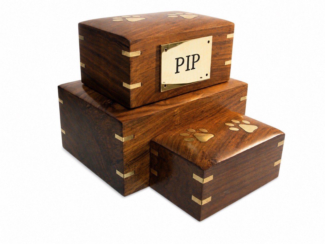 Paw Print Wood Ashes Casket