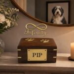 Paw Print Wood Ashes Casket Infinity Pet Crematorium