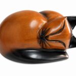 Sleeping Cat Pet Ashes Urn Brown & Black Wood Effect Finish
