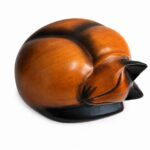 Sleeping Cat Pet Ashes Urn Brown & Black Wood Effect Finish