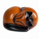 Sleeping Cat Pet Ashes Urn Brown & Black Wood Effect Finish