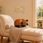 Sleeping Cat Pet Ashes Urn Brown & Black Wood Effect Finish Infinity Pet Crematorium