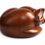 Sleeping Cat Pet Ashes Urn Brown Wood Effect Finish