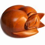 Sleeping Cat Pet Ashes Urn Brown Wood Effect Finish