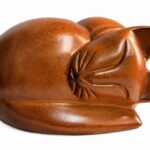Sleeping Cat Pet Ashes Urn Brown Wood Effect Finish