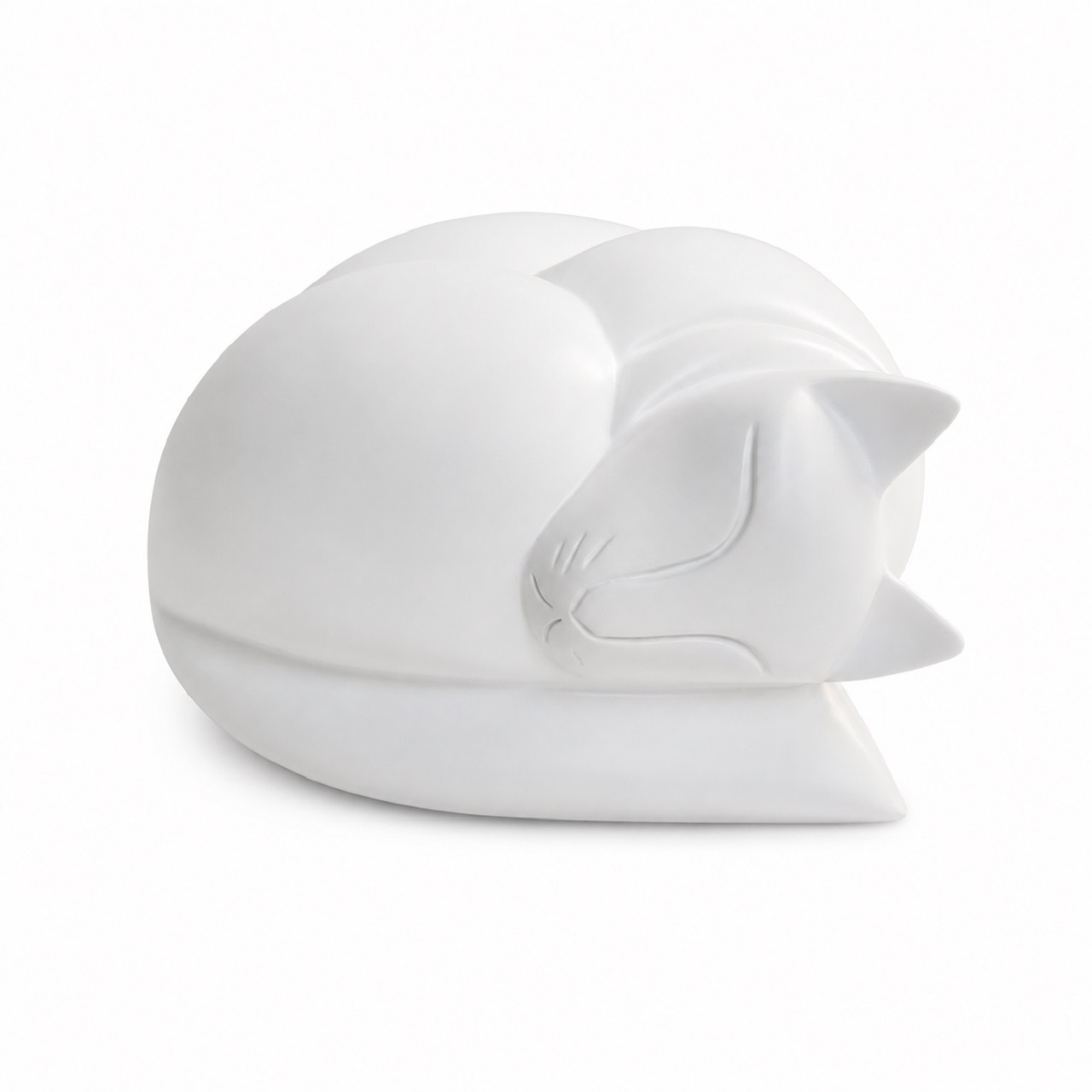 Sleeping Cat Urn White Wood Effect Finish