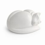Sleeping Cat Urn White Wood Effect Finish