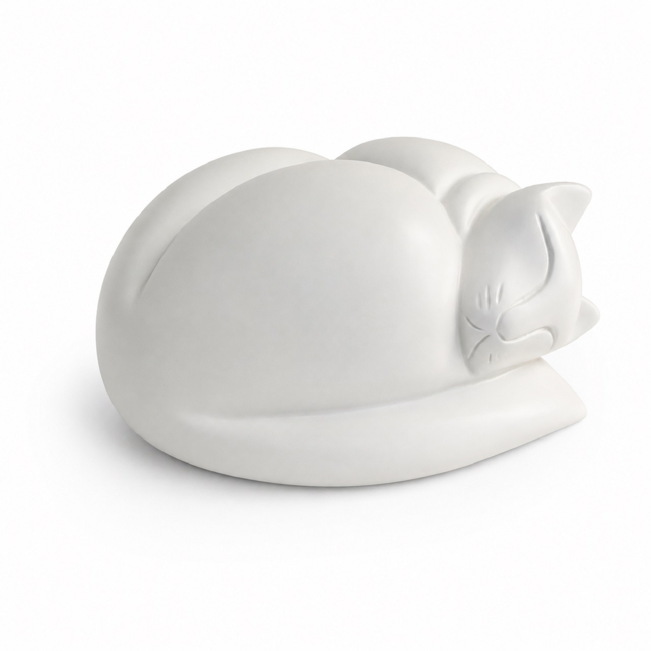 Sleeping Cat Urn White Wood Effect Finish