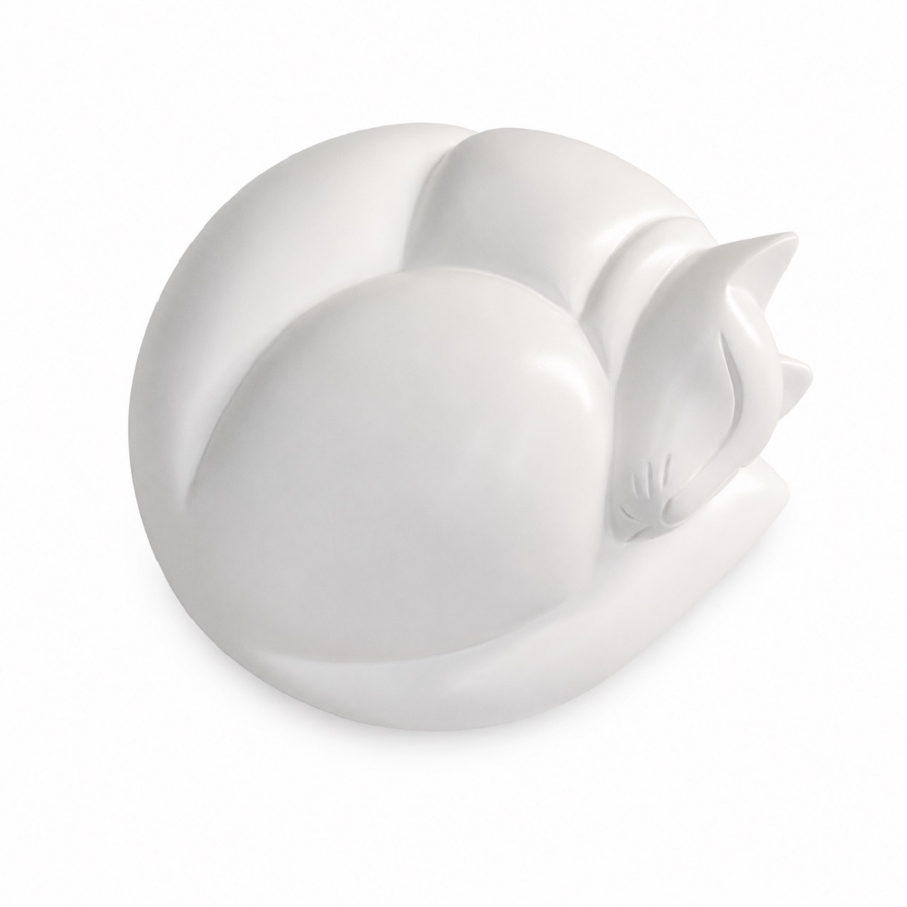 Sleeping Cat Urn White Wood Effect Finish