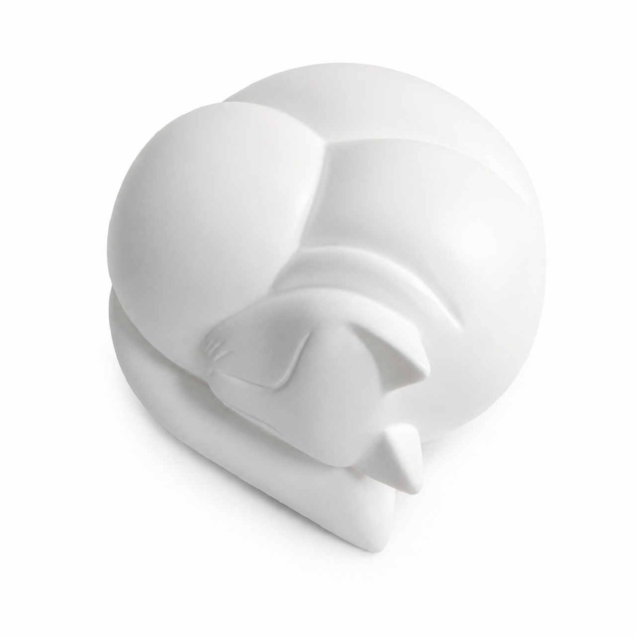 Sleeping Cat Urn White Wood Effect Finish